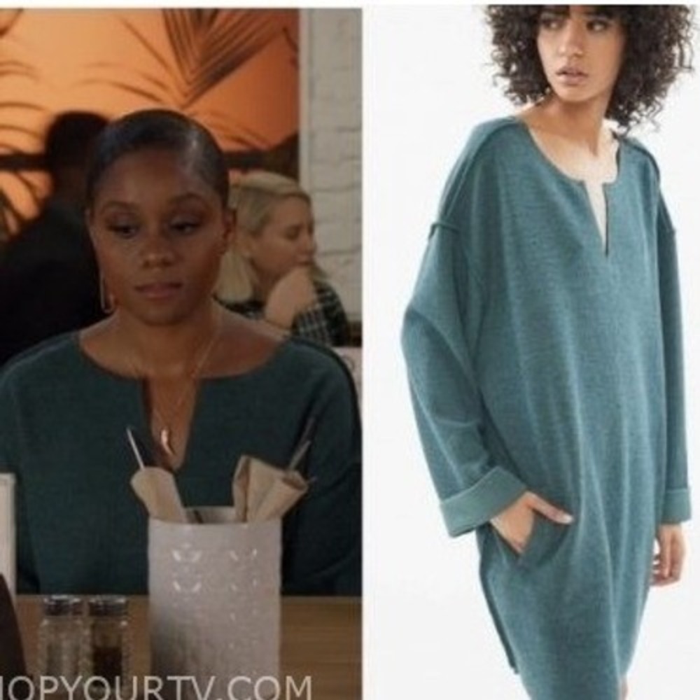 Urban Outfitters Jax Ribbed Notch Mini Dress, Teal Green Small Oversized Gorp